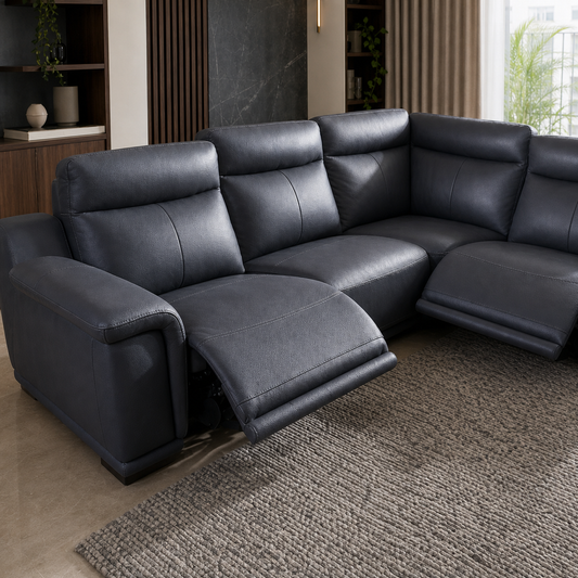 Aurora Recliner upholstery and reclining detail