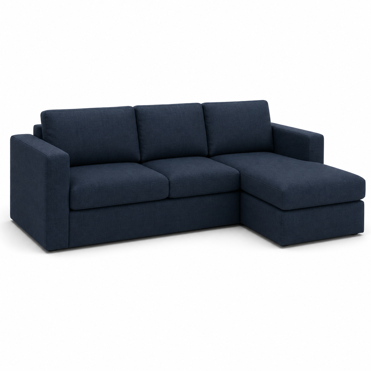 Cello blue 2 seater sectional rhs plain white background view