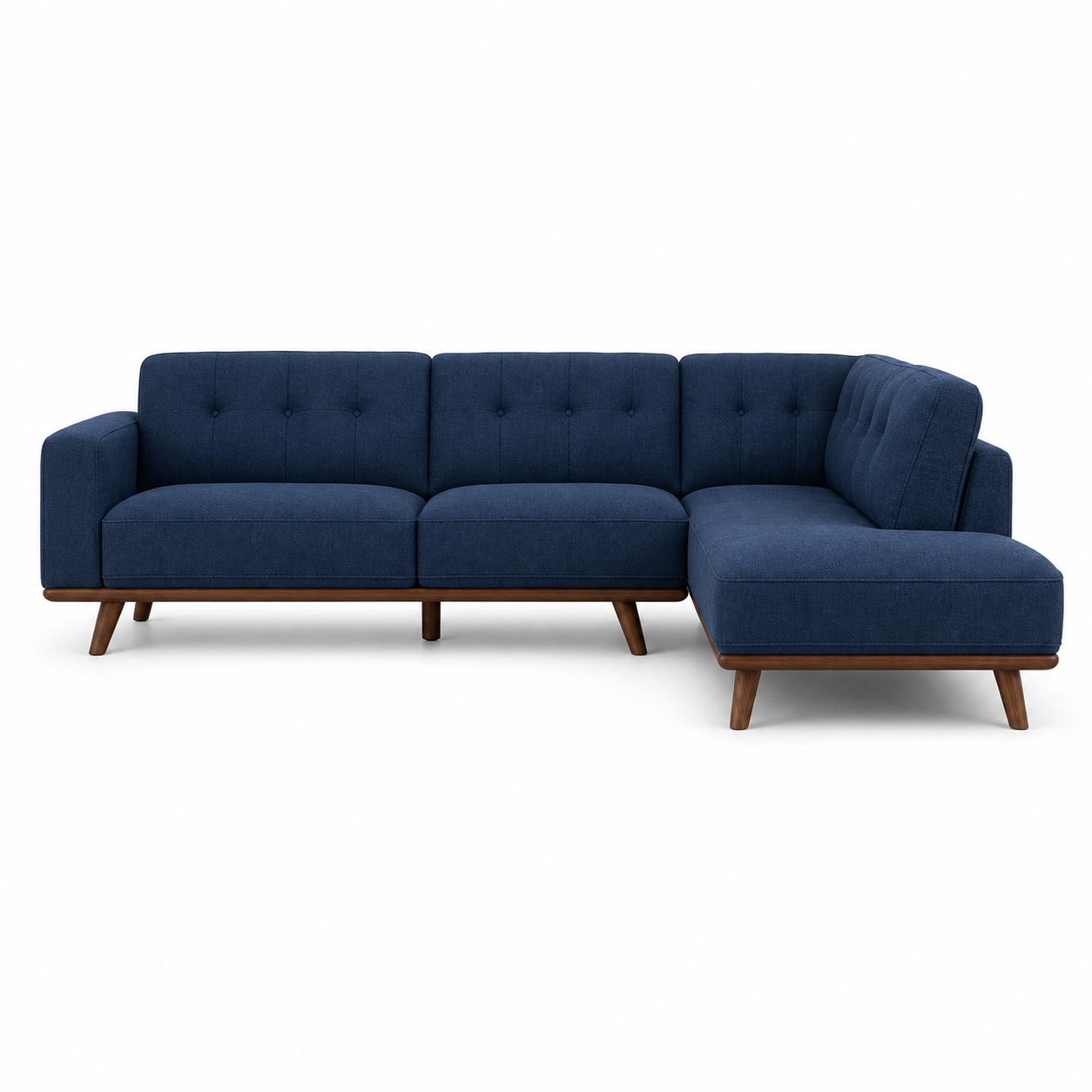 Halo blue 2 seater sectional rhs plain white background view
