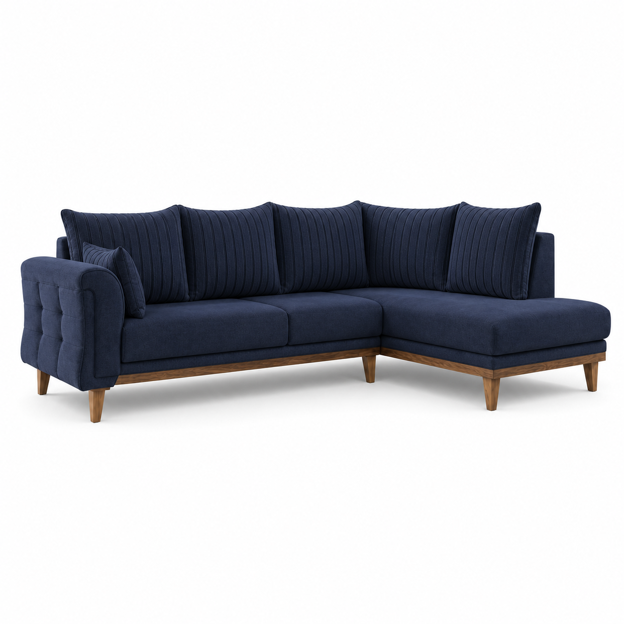Haven blue 2 seater sectional rhs plain white background view