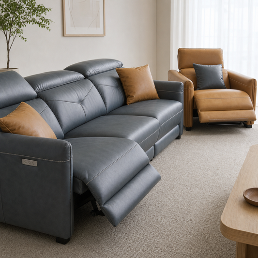 Cascade Recliner upholstery and reclining detail