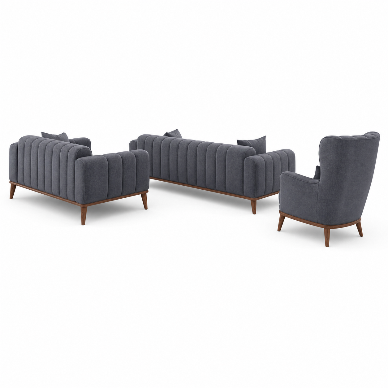 Ember - 3+2+1 Sofa Set, complete 3+2+1 sofa set side studio view
