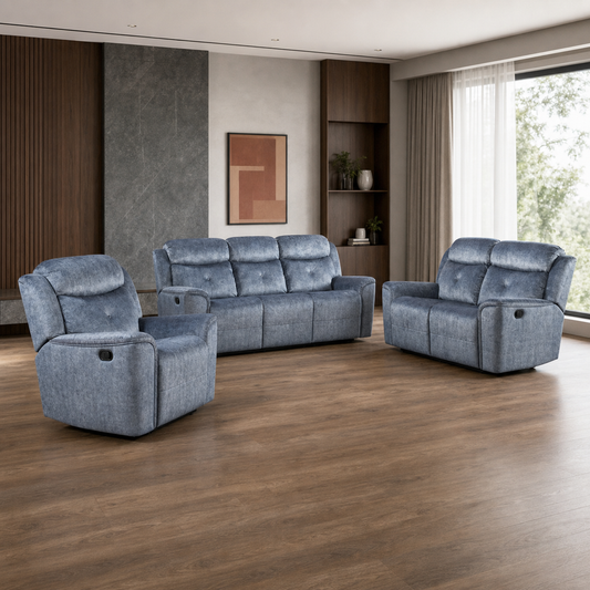 Garnet 3+2+1 Recliner Set complete configuration from an alternate angle
