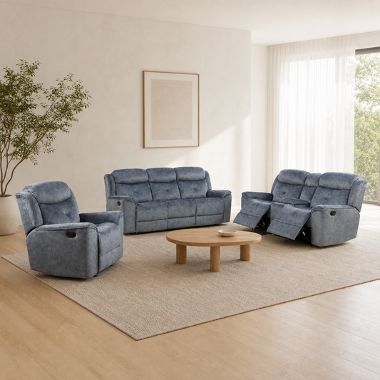 Garnet 3+2+1 Recliner Set complete configuration from an alternate angle