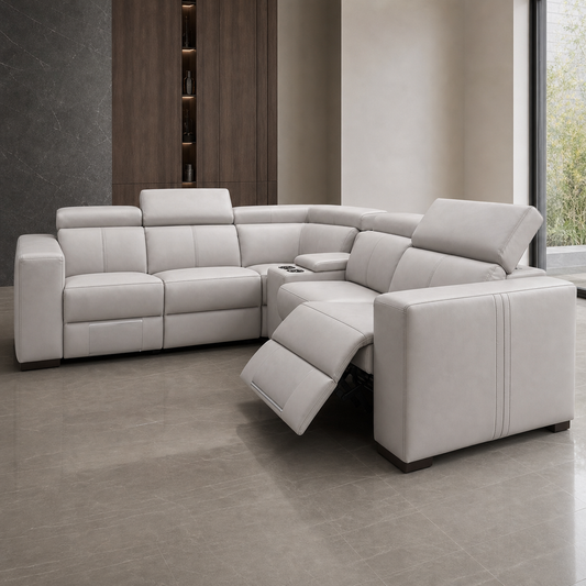 Garnet Recliner upholstery and reclining detail