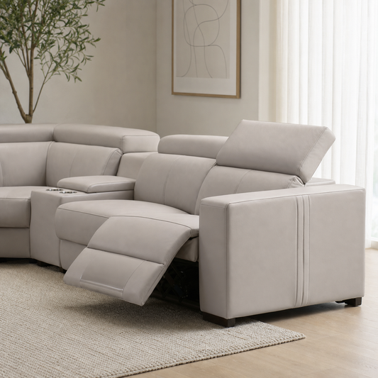 Garnet Recliner upholstery and reclining detail