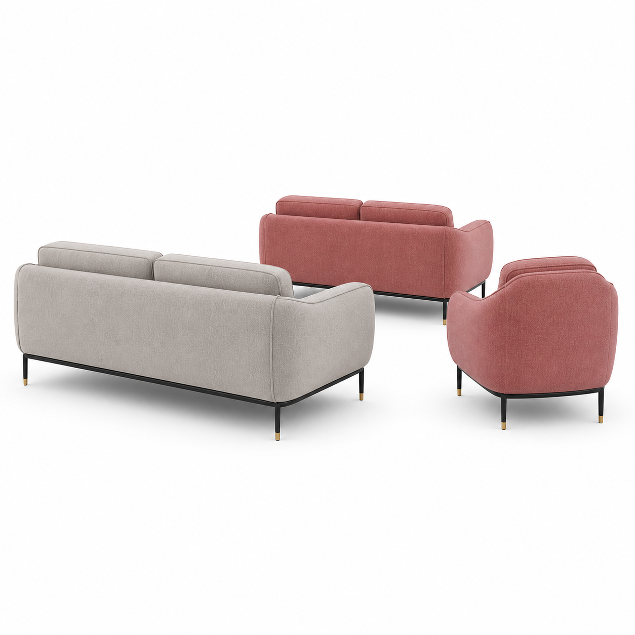 Onyx - 3+2+1 Sofa Set, complete 3+2+1 sofa set side studio view
