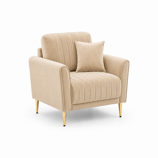 Plush 3+2+1 Sofa Set, 1 seater, beige, studio view