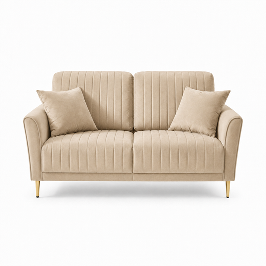 Plush 3+2+1 Sofa Set, 2 seater, beige, studio view