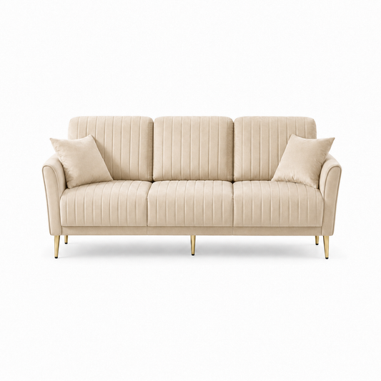 Plush 3+2+1 Sofa Set, 3 seater, beige, studio view