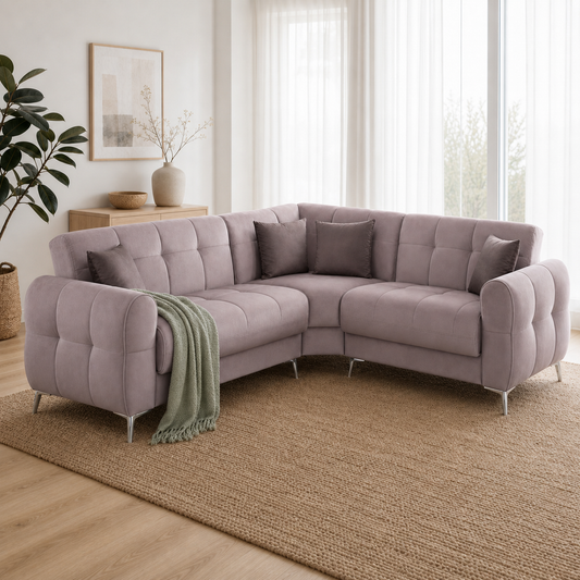 Quill - L shape sectional sofa sectional sofa styled with a sage-green throw