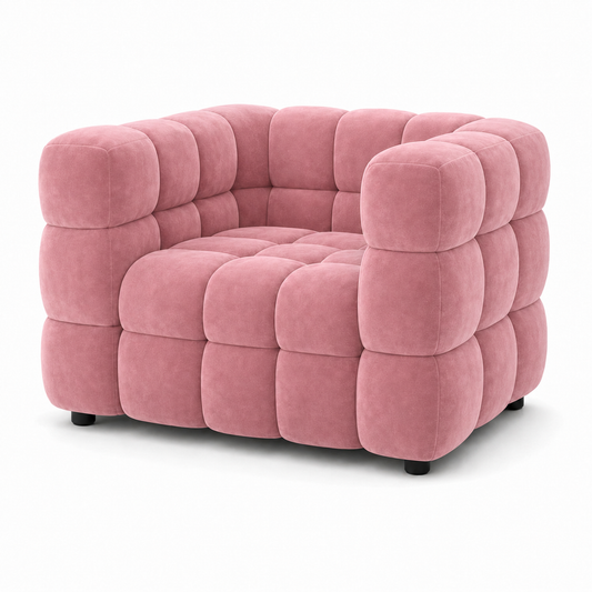 Rust 3+2+1 Sofa Set, 1 seater, pink, studio view