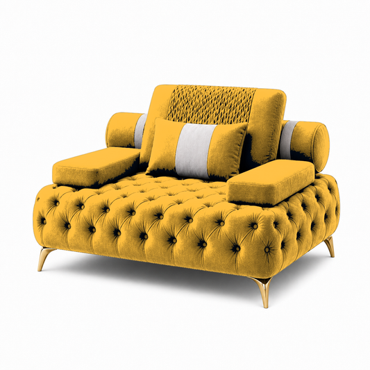 Solace 3+2+1 Sofa Set, 1 seater, yellow, studio view