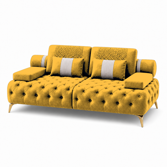 Solace 3+2+1 Sofa Set, 2 seater, yellow, studio view