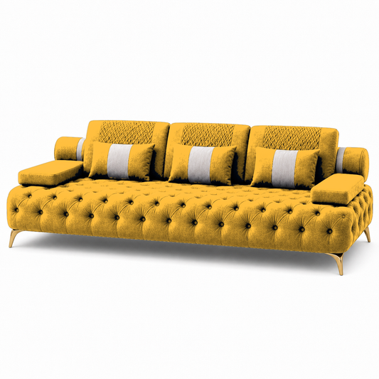Solace 3+2+1 Sofa Set, 3 seater, yellow, studio view