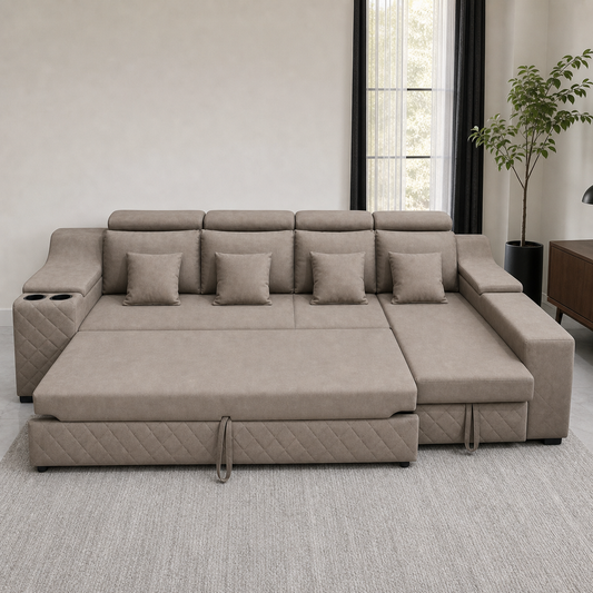 Urdan - Sofa bed, front view verifying the source-proven open footprint
