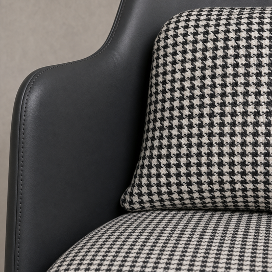Close view of Zane - Chair showing the seat and frame construction