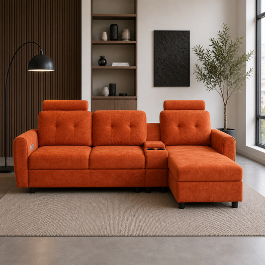 Zaven - Sofa bed, front view verifying the source-proven closed footprint