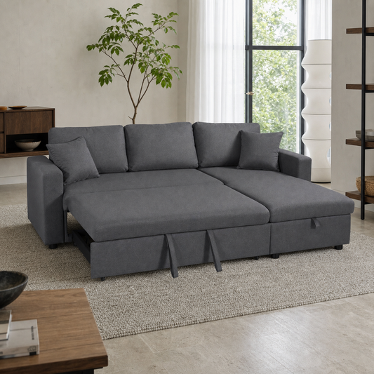Alion - Sofa bed, fully open sofa-bed hero in a contemporary living room