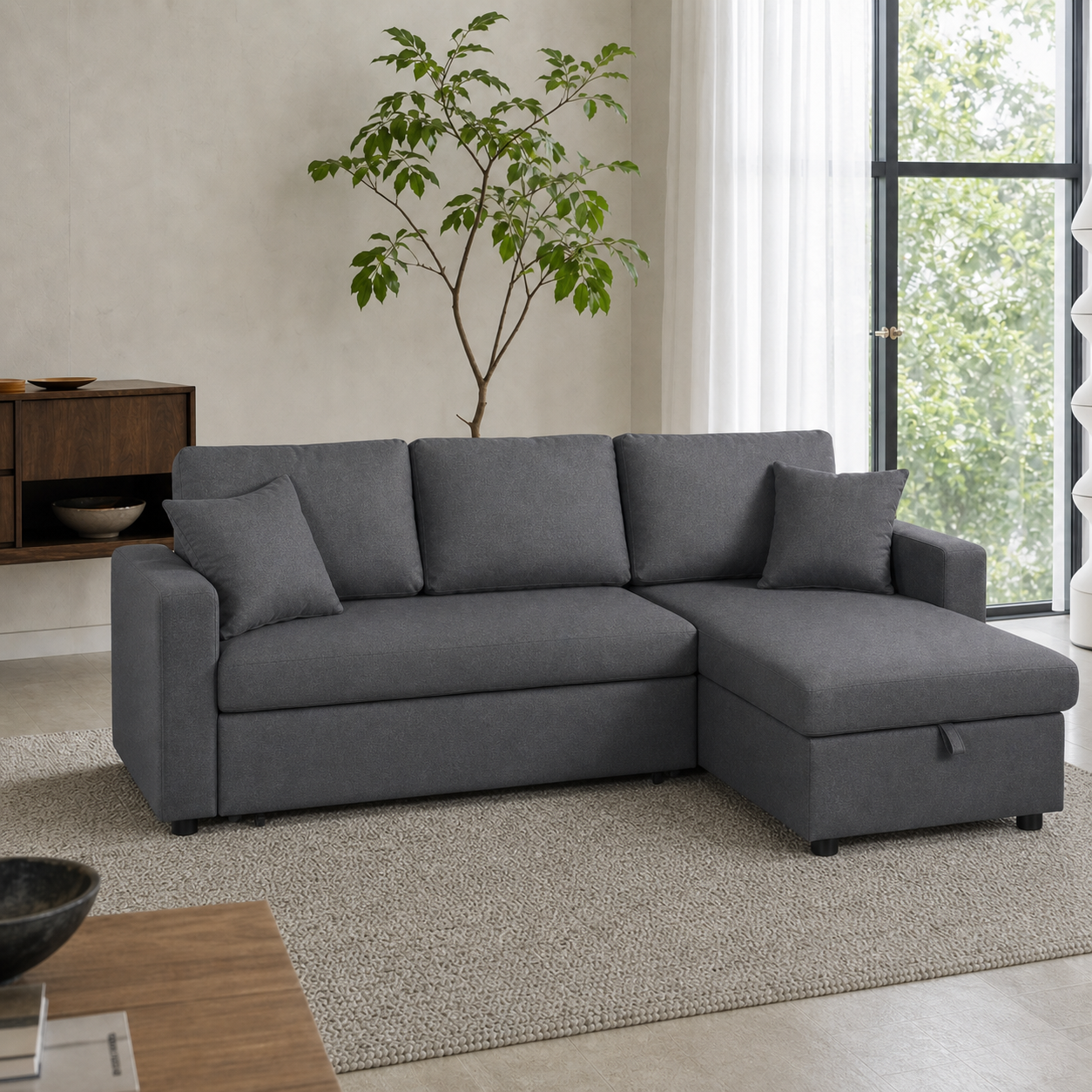 Alion - Sofa bed, fully closed sofa view in the identical living room