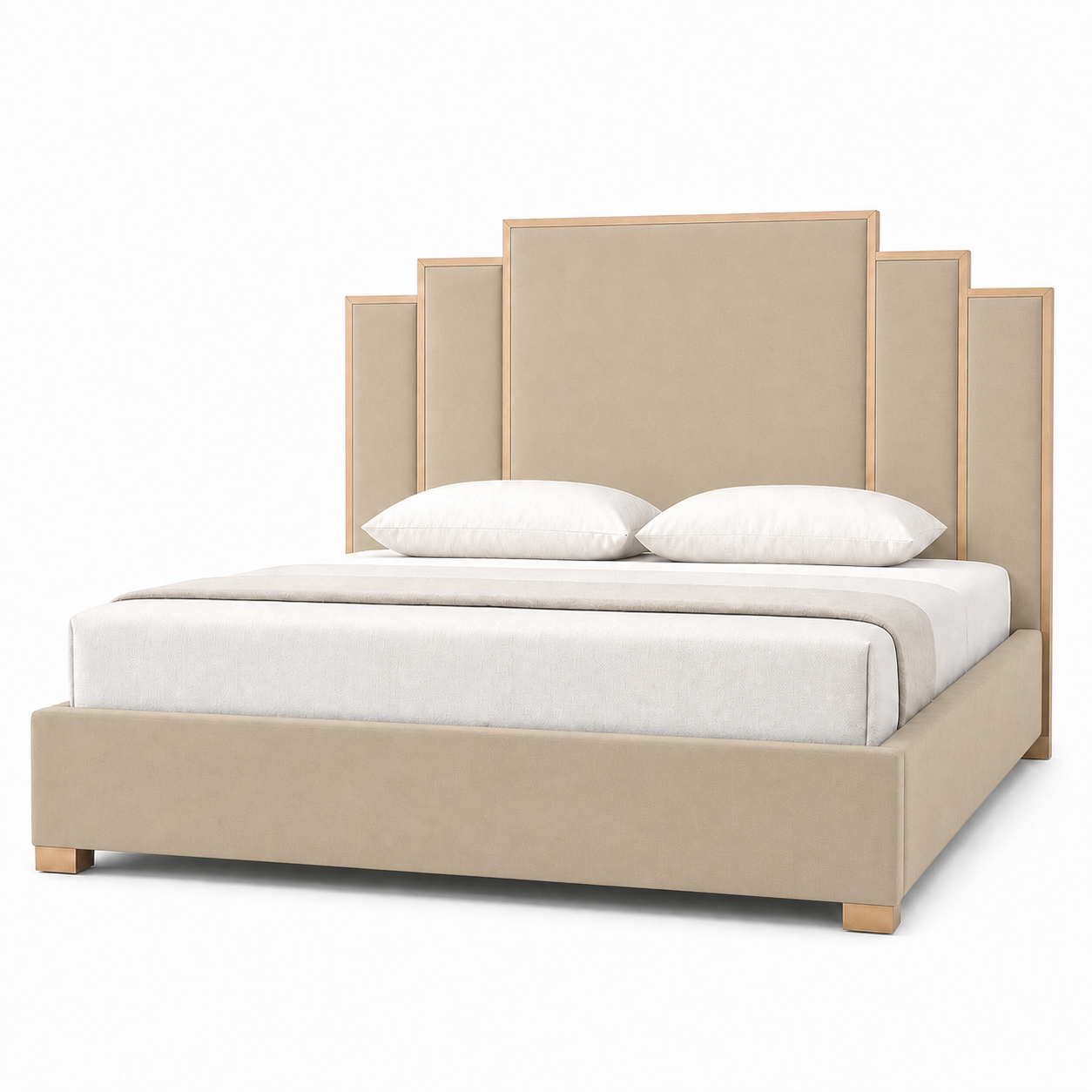 Alix - Bed Beige plain white background view