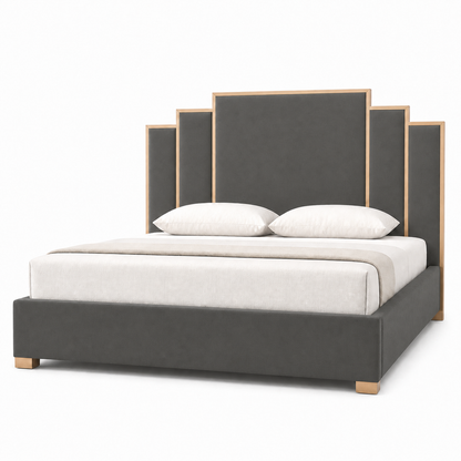 Alix - Bed Grey plain white background view