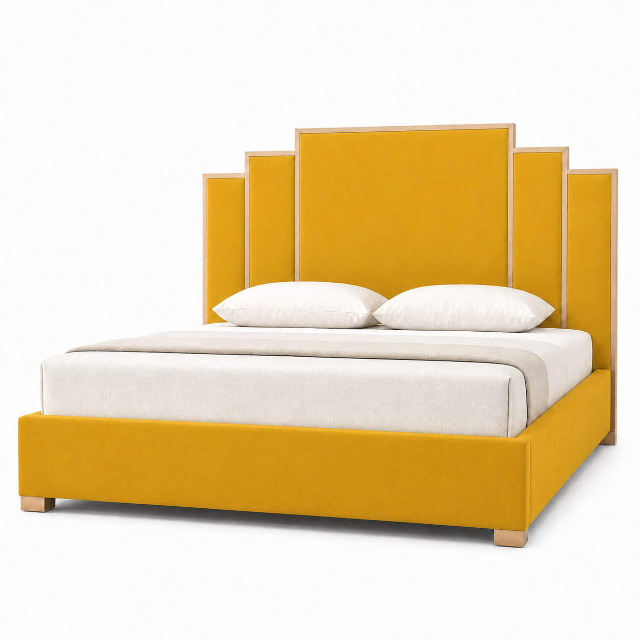 Alix - Bed Yellow plain white background view