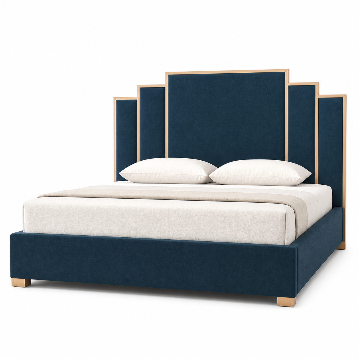 Alix - Bed, complete front three-quarter studio bed view