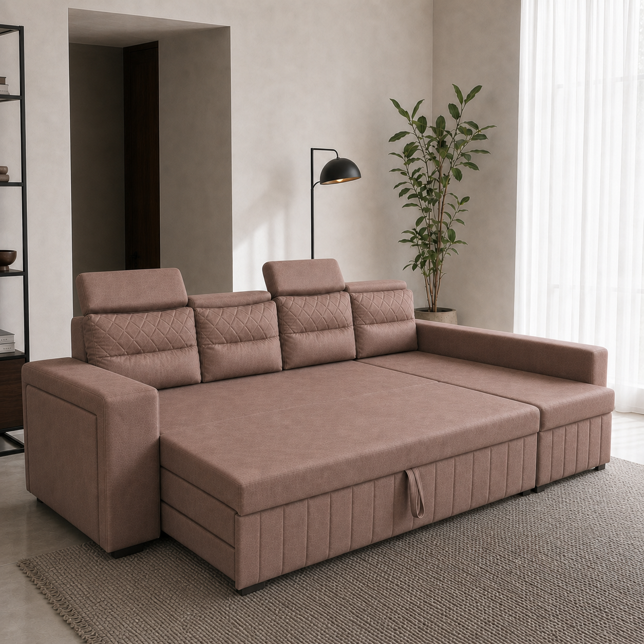 Alben - Sofa bed, alternate open sofa-bed view in the identical living room