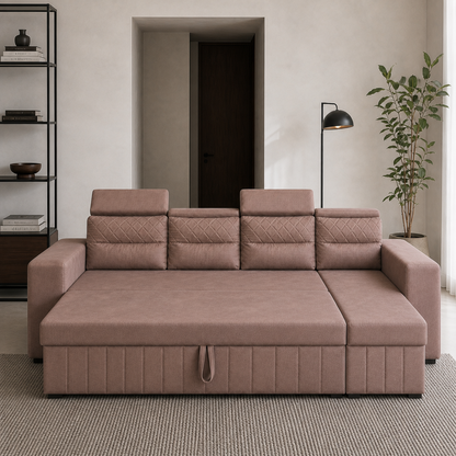 Alben - Sofa bed, front view verifying the source-proven open footprint
