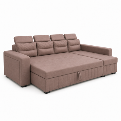 Alben - Sofa bed, open sofa-bed side studio view on pure white