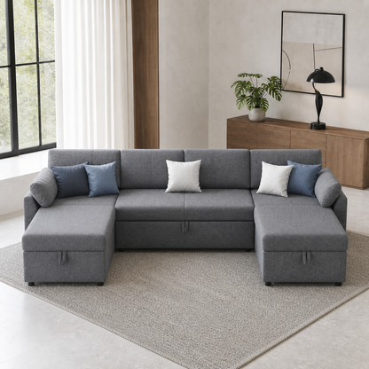Amilo - Sofa bed, fully closed sofa view in the identical living room