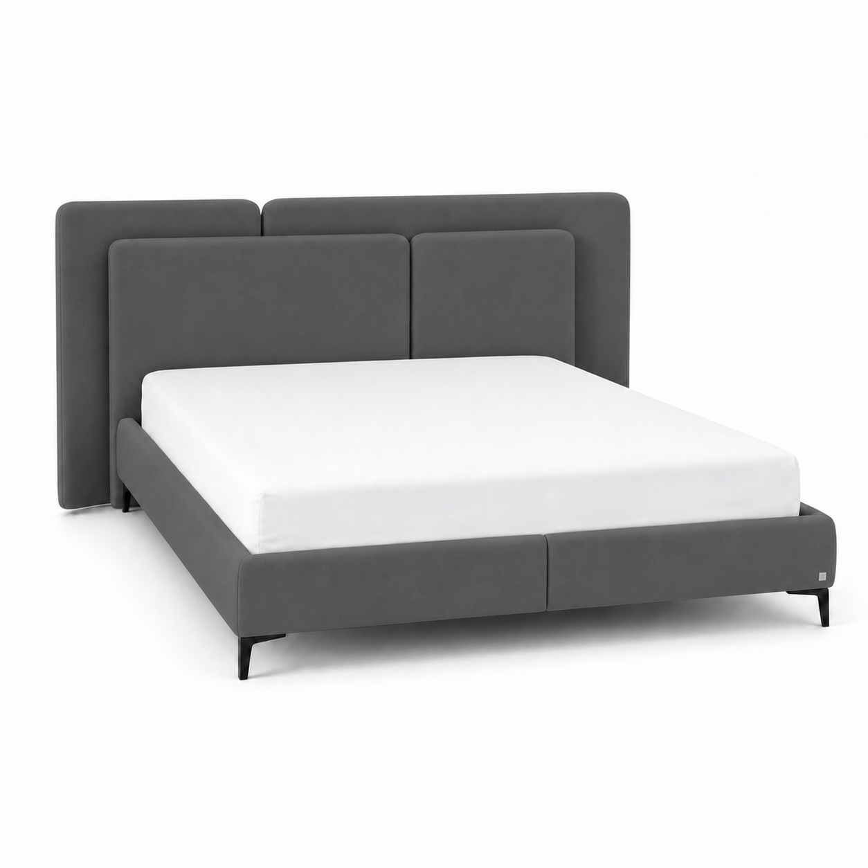 Auron - Bed Grey plain white background view