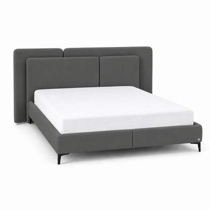Auron - Bed Grey plain white background view