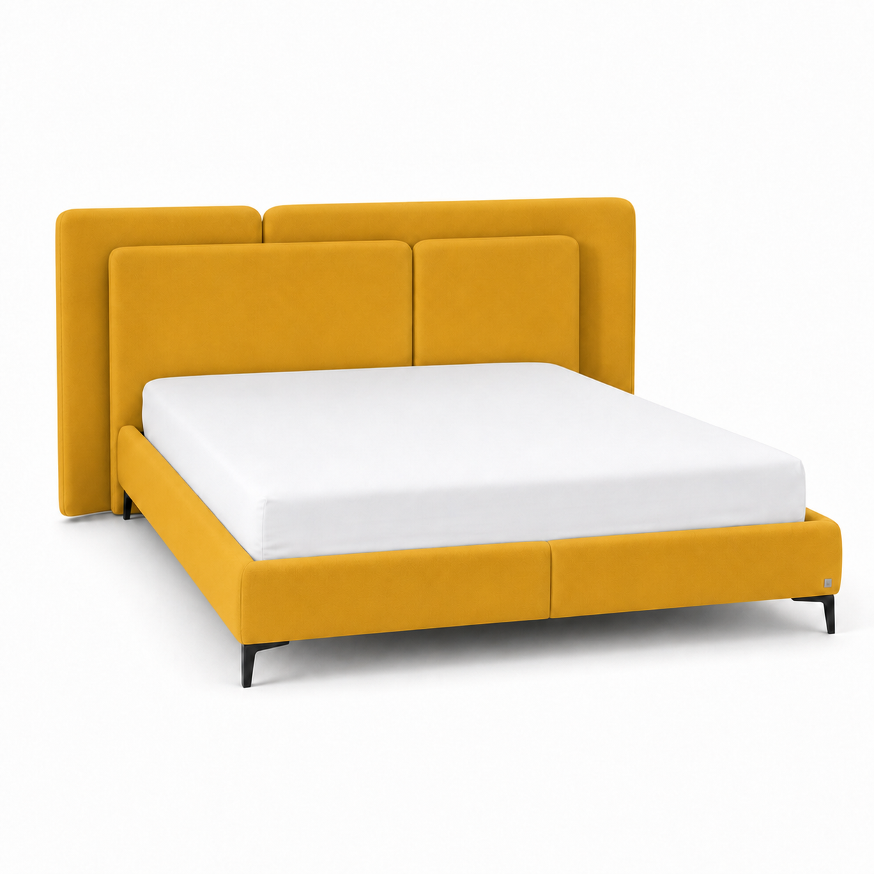 Auron - Bed Yellow plain white background view