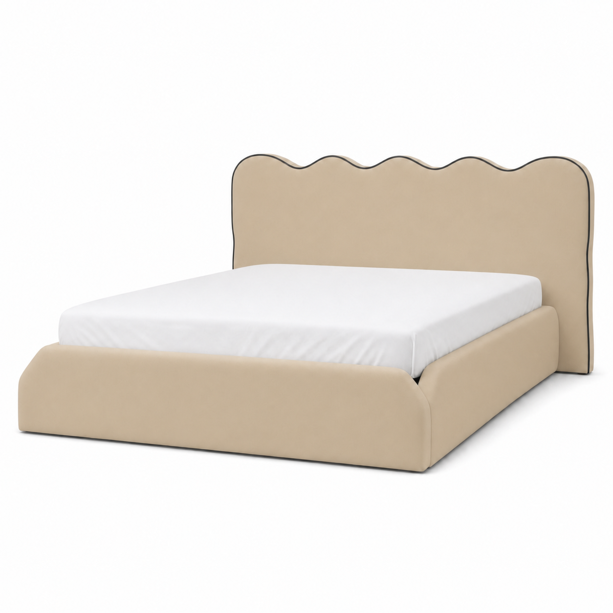 Andle - Bed Beige plain white background view