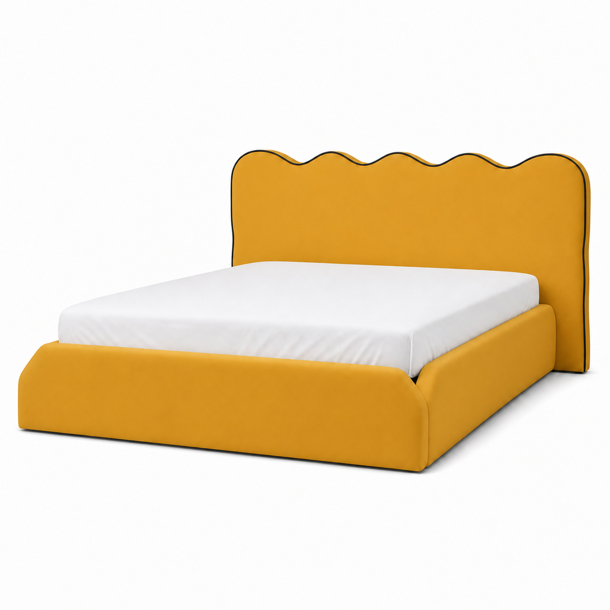 Andle - Bed Yellow plain white background view