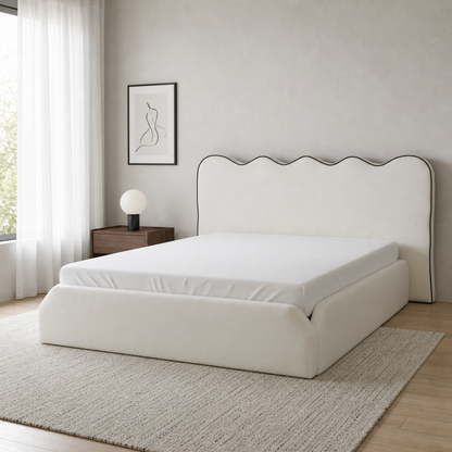 Andle - Bed, complete front three-quarter bed view in a restrained bedroom