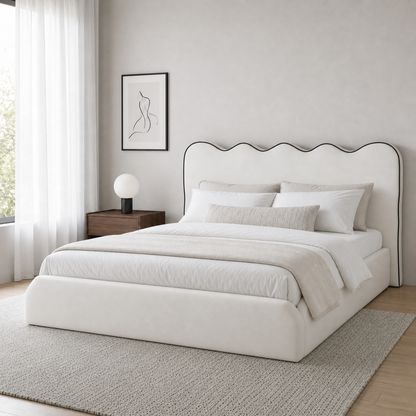 Andle - Bed, closer made-bed view showing the complete frame construction