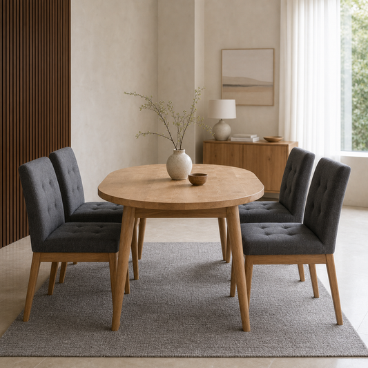 Aria - Wooden Top Dining Table, clearly different end-on dining-room view