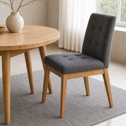 Aria - Wooden Top Dining Table, close chair, seating, or base construction detail