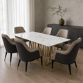 Asher - Dining Table Marble Top - 6 Seater