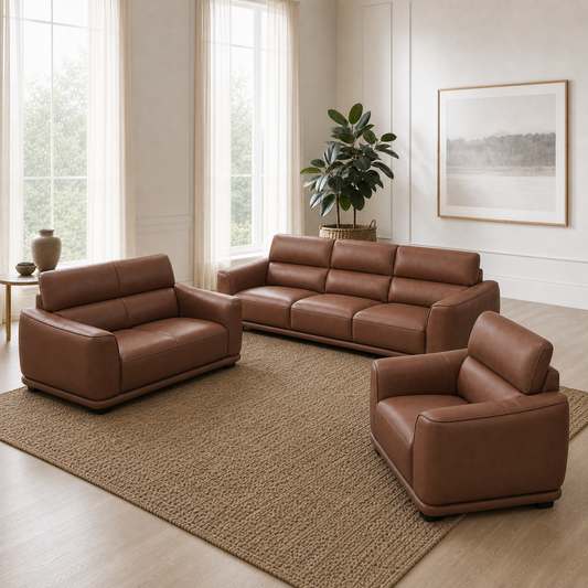 Crest - 3+2+1 Sofa Set, alternate room angle of the complete 3+2+1 sofa set