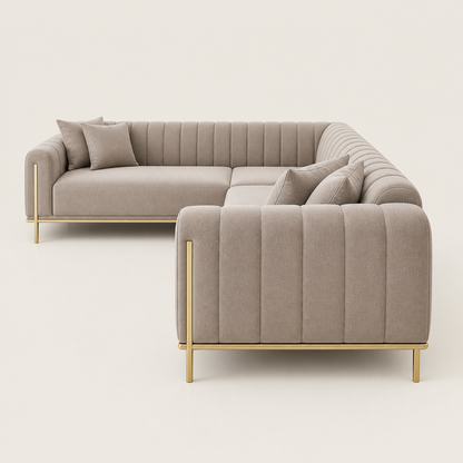 Astra - L shape sectional sofa, two-arm corner sectional end-profile studio view