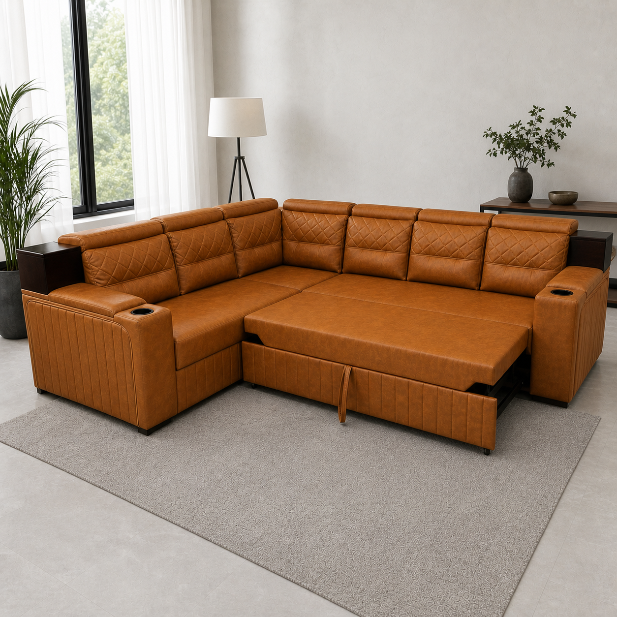 Celia - Sofa bed, alternate open sofa-bed view in the identical living room