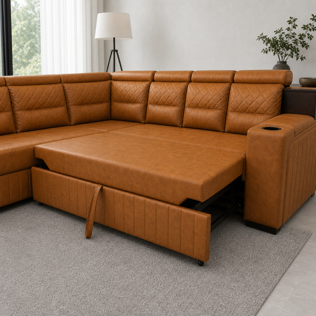 Celia - Sofa bed, source-proven open-state construction detail