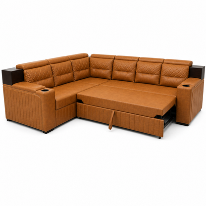 Celia - Sofa bed, open sofa-bed side studio view on pure white