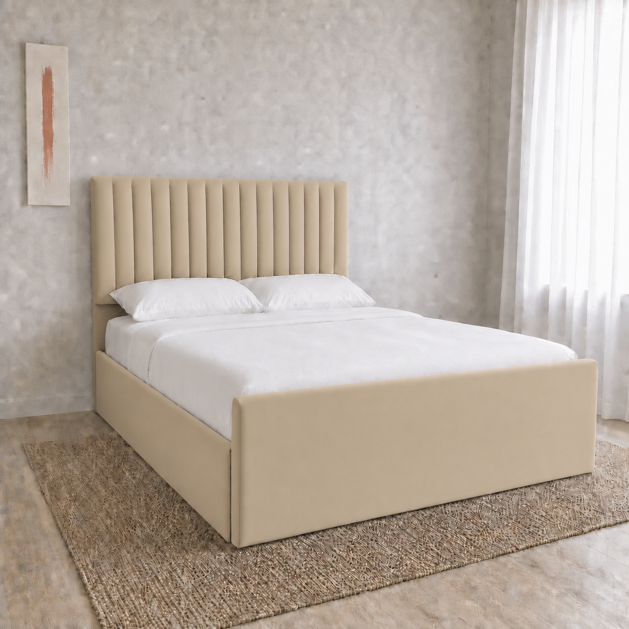 Auron - Bed Beige lifestyle view