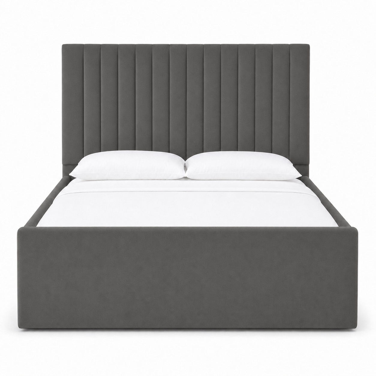 Auron - Bed Grey plain white background view