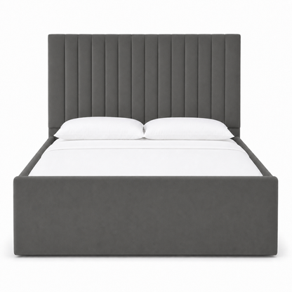 Auron - Bed Grey plain white background view